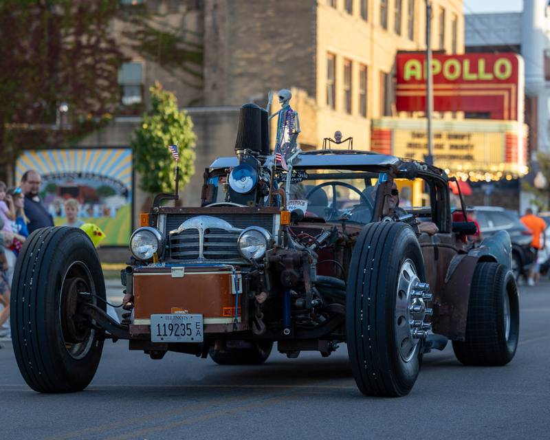 Antique car drives down Main Street as apart of the annual Princeton Halloween Parade on Saturday, Oct. 4, 2025 on Main Street in Princeton.