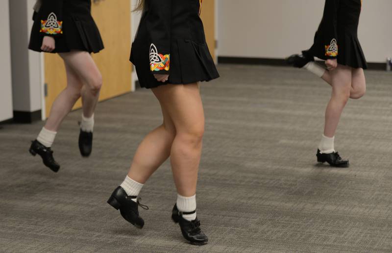 Trinity Irish Dancers entertain the crowd at the Downers Grove Library Saturday, March 16, 2024.