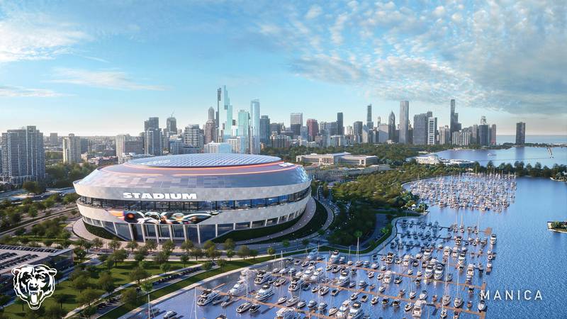 A rendering of what the Bears' proposed new stadium in Chicago would look like.