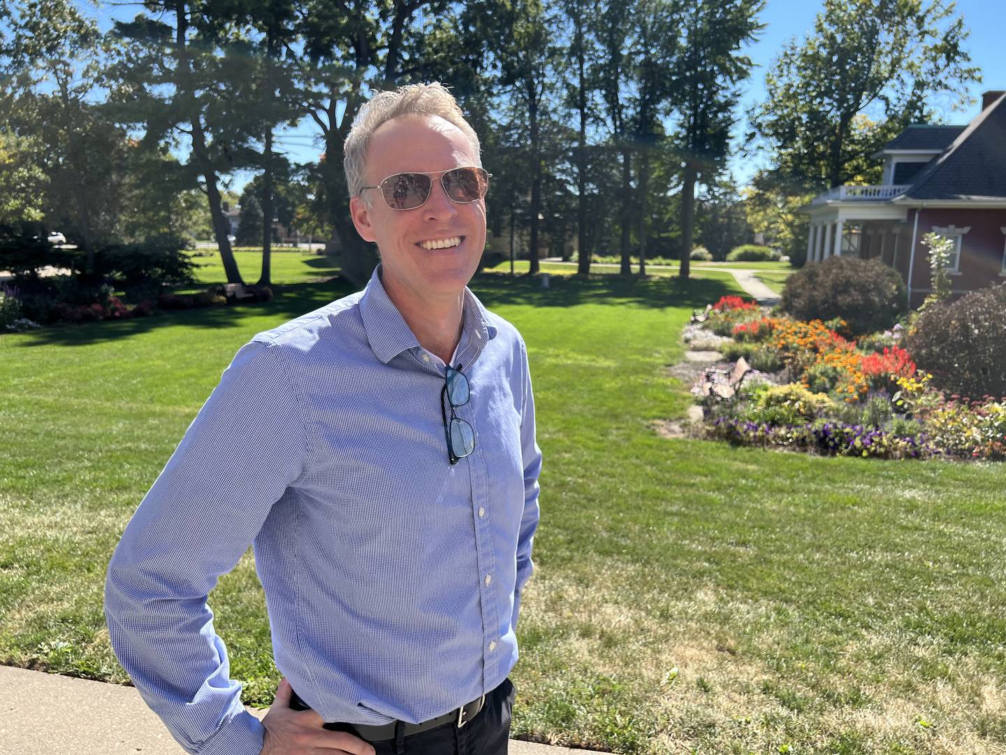 Brian Reis walks through the grounds of the Ellwood House on Oct. 3 2022, talking about the acquisition of the Nehring house a decade earlier.