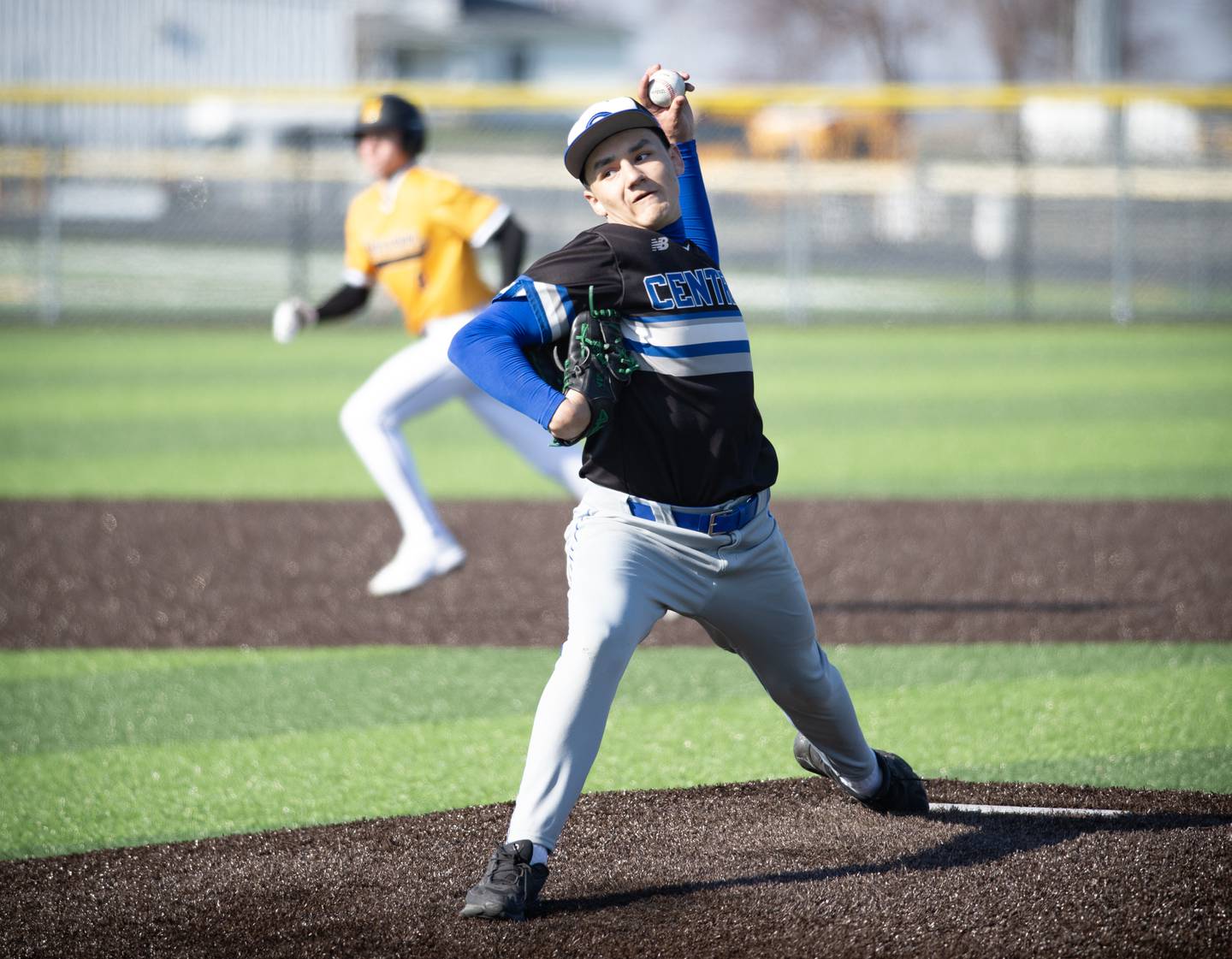 Central's Rocco Trevino pitches in the game against Herscher on April 11, 2025.