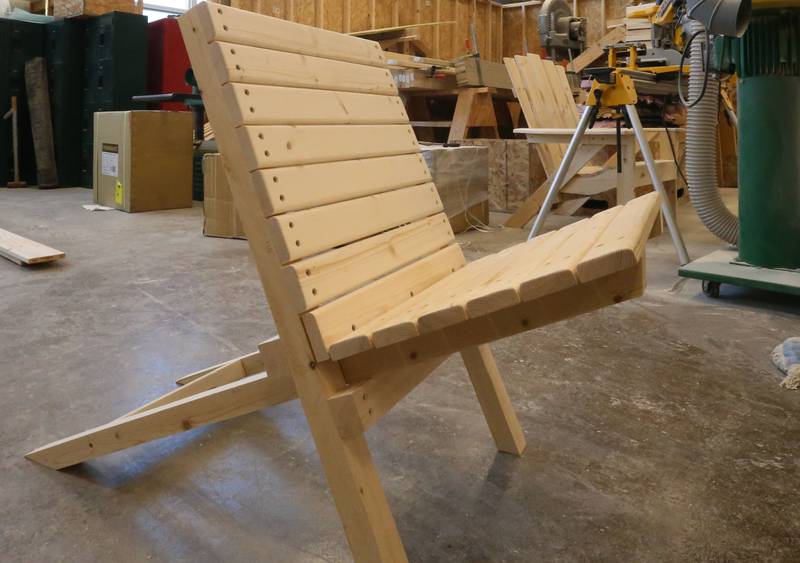 Woodworking students make this chair during the Area Career Center Hands-On Showcase on Thursday, June 8, 2023 at La Salle-Peru Township High School.