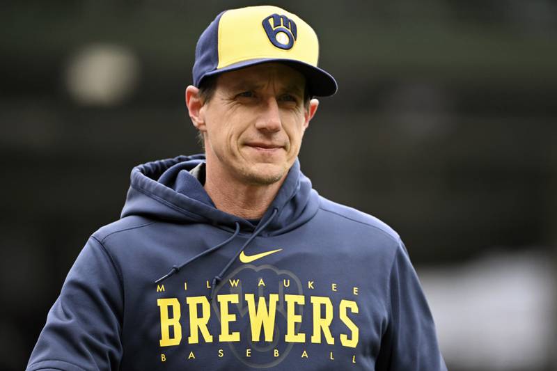 FILE - Milwaukee Brewers manager Craig Counsell looks on before a baseball game against the Chicago Cubs, Saturday, April 1, 2023, in Chicago. (AP Photo/Quinn Harris, File)