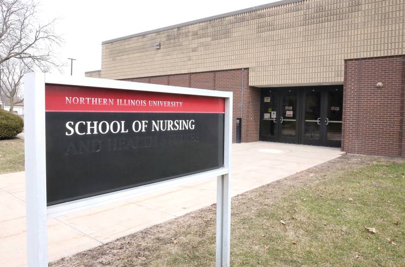 The former Northern Illinois University School of Nursing building Tuesday, Mar. 15, 2023, on the corner of Ridge Drive and Normal Road in DeKalb.