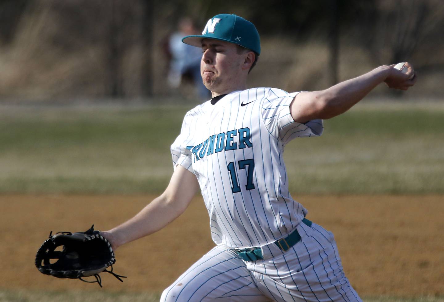 Woodstock North's Brad Lalor throws a pitch during a nonconference baseball game against Cary-Grove on Monday, March 30, 2026, at Woodstock North High School.