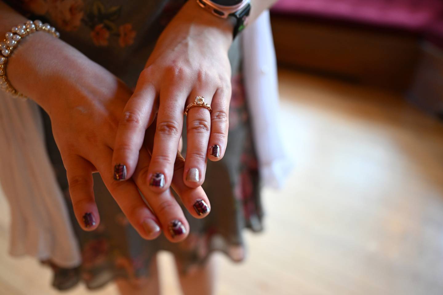 Bride to be Karilyn Ross, of Moweaqua, displays her ring moments after boyfriend Colin Furrow, of Limestone, proposed on Saturday, Oct. 4th, 2025, at the B. Harley Bradley House in Kankakee.