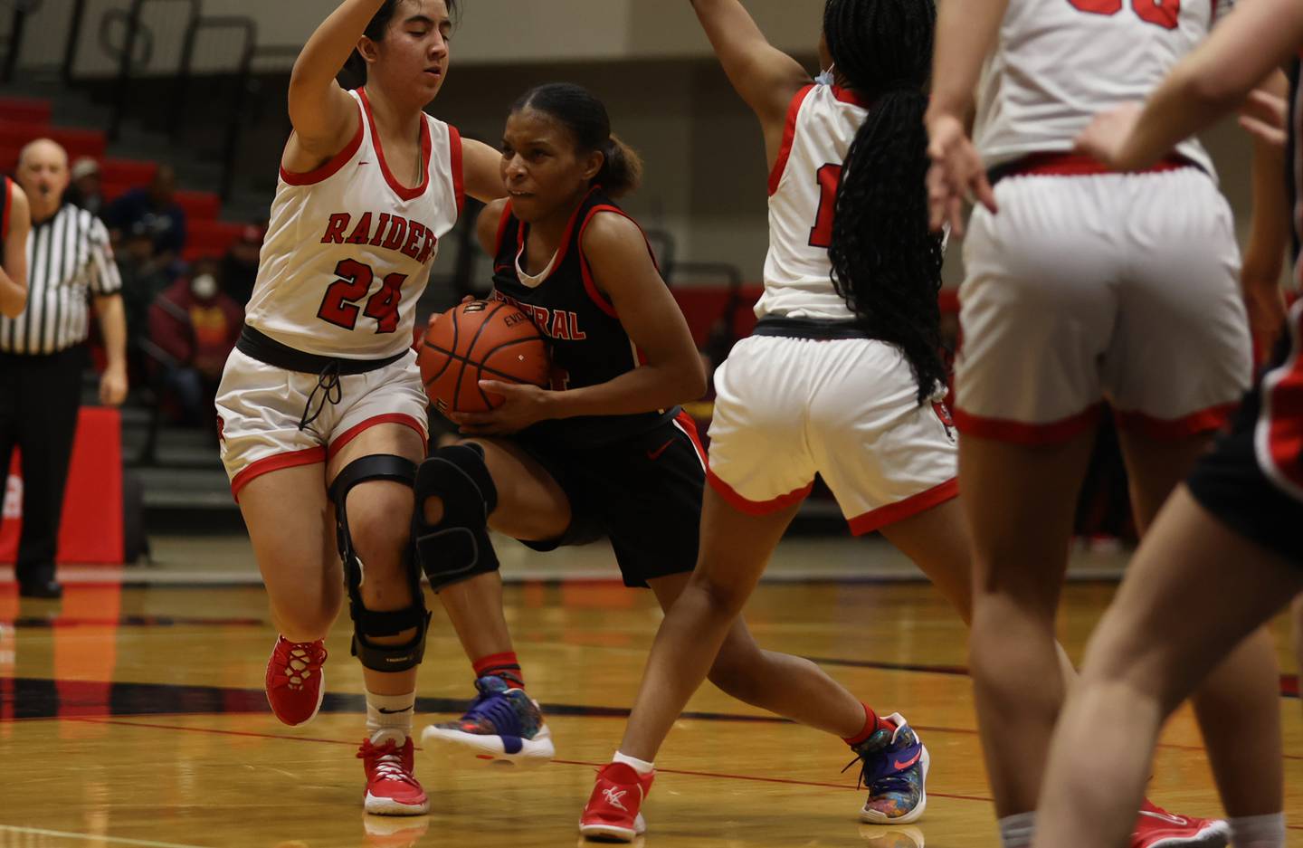 Lincoln-Way Central's Azyah Newson-Cole drives to the basket against Bolingbrook in the Bolingbrook Class 4A Sectional semifinal. Tuesday, Feb. 22nd, 2022 in Bolingbrook.