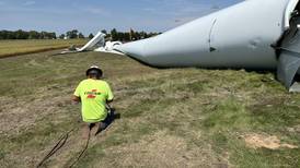 Erie wind turbine taken down, now being dismantled