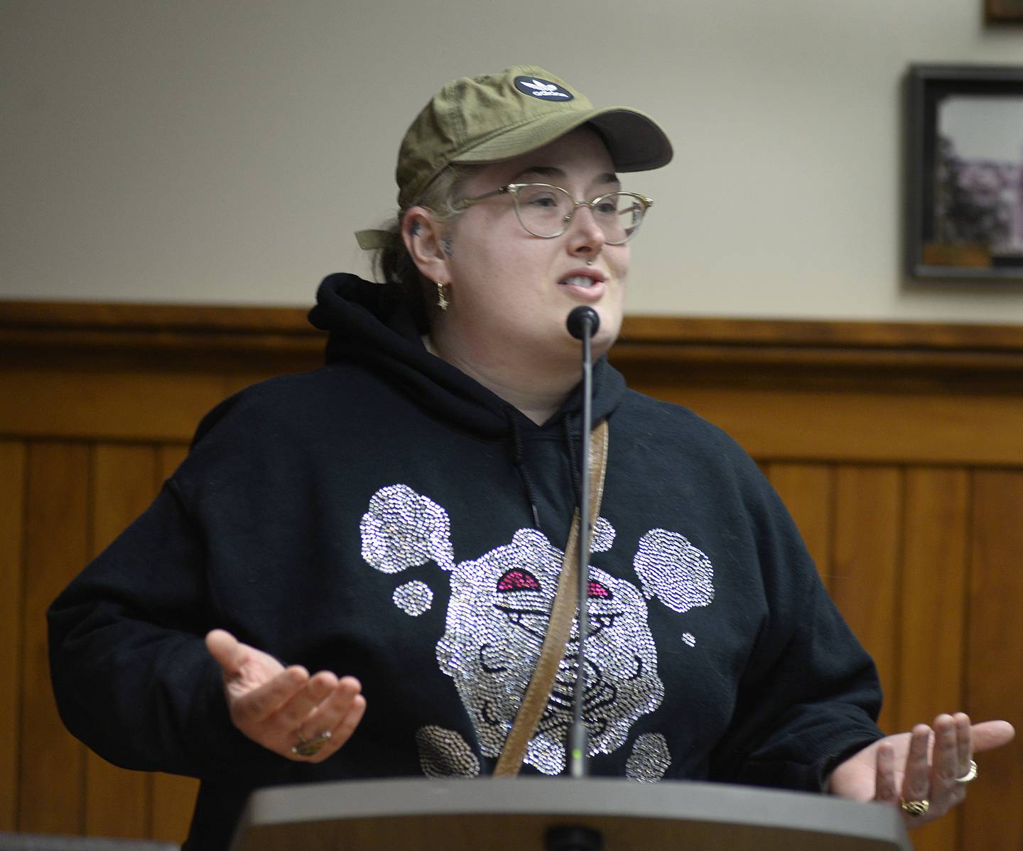 Carson Barger speaks to the Ottawa City Council on Tuesday, March 1, 2022, during public comment in support of closing Madison Street for the Third Friday event.