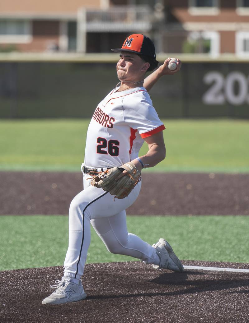 McHenry's Bryson Elbrecht pitches during their game against Prairie Ridge on Friday, May 16, 2025 at McHenry High School. Ryan Rayburn for Shaw Local