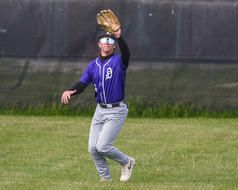 Downers Grove North's Russ Oros (24) catches the ball during the game on Monday May 19, 2025, while taking on York High School in Elmhurst.