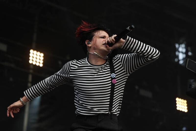 Yungblud performs on the Roots stage on day two of Riot Fest. Saturday, Sept. 18, 2022, in Chicago.