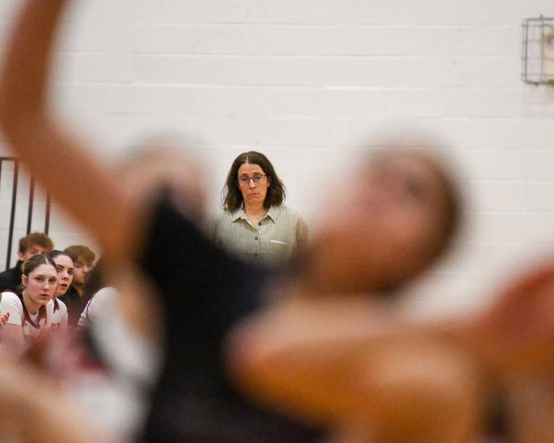 Yorkville's head coach Kim Wensits looks on during the game against Oswego East on Thursday Dec. 18, 2025, held at Yorkville High School.