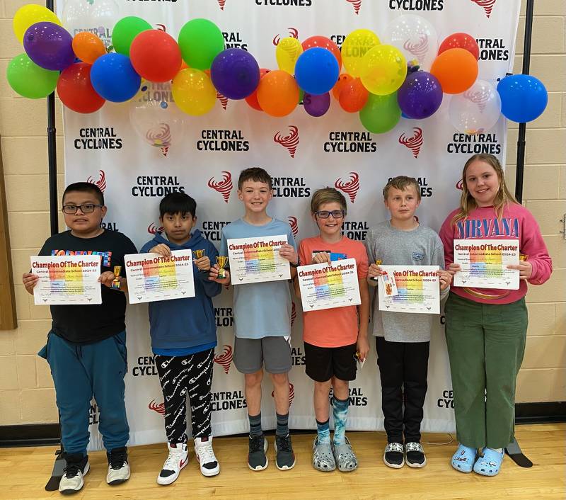 The sixth-grade Champions of the Charter are Emery G., Brynn W., Addison P., Weston M., Blake M., Bella Z. and Aleena B.