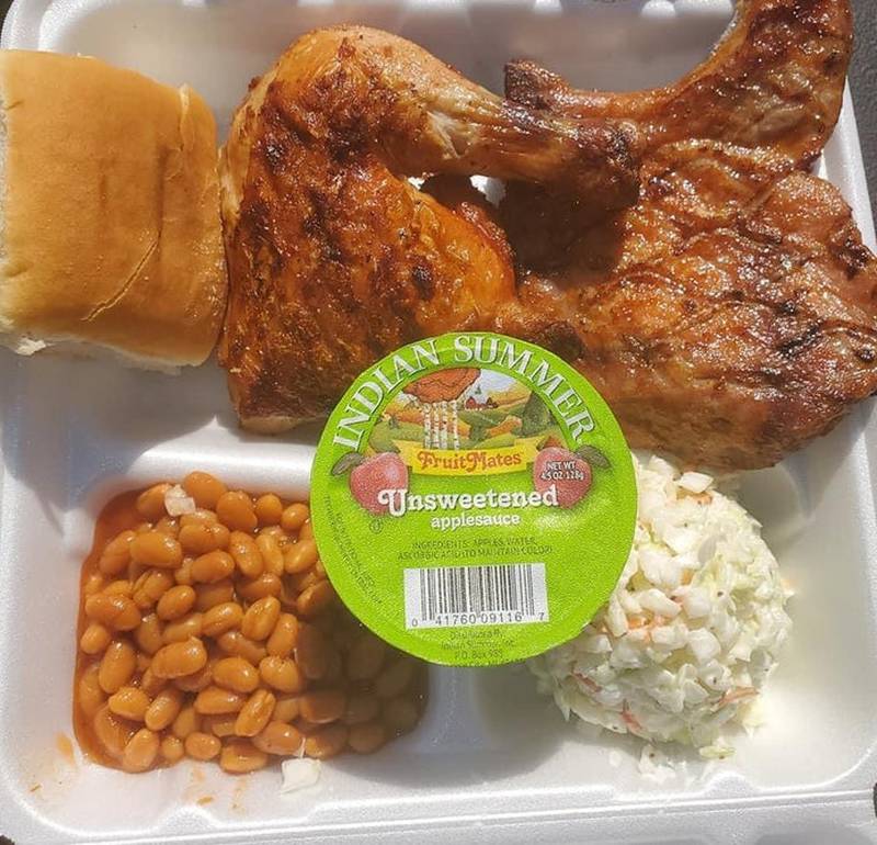 Two barbecue pork chops and sides highlight dinner offerings from 5Bs Catering Inc. Oswego Presbyterian Church will host a drive-thru barbecue-dinner fundraiser for Fox Valley Habitat for Humanity from 4:30 to 6:30 p.m. Thursday, May 2. The church is at 1976 Rt. 25 in Oswego.