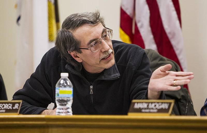 Former Hebron Village Trustee Andrew Georgi talks during a Village Board meeting Feb. 17, 2014. Georgi recently announced his run for the McHenry County Clerk's Office.