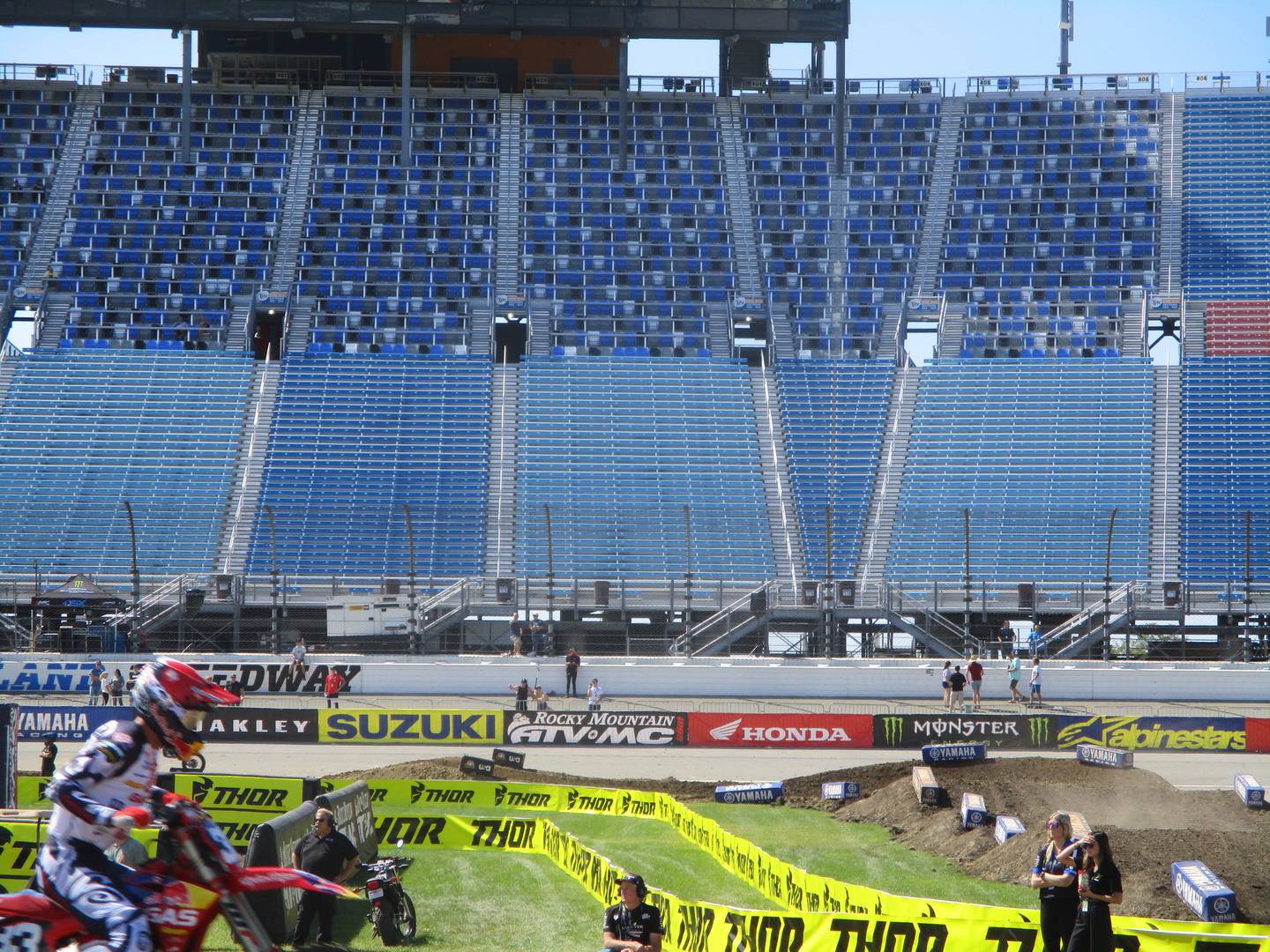 A SuperMotocross competitor tests the track at Chicagoland Speedway in Joliet on Friday, Sept. 15, 2023.