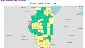 IDPH: Only 3 counties at “high” COVID-19 risk; hospitalizations falling