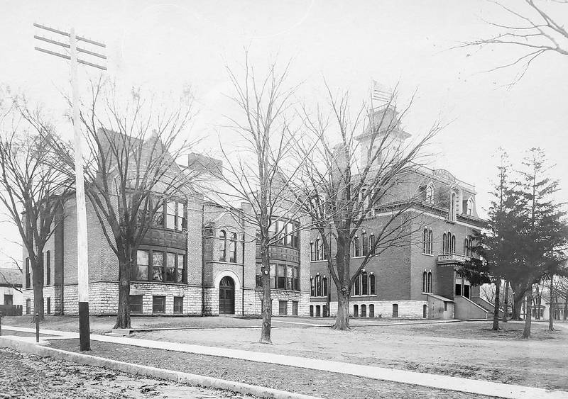 North Dixon High School (left) was built in 1900, while North Central School (right) was built in 1868.