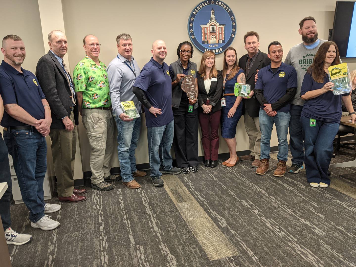 BrightFarms in Yorkville was honored with a Made in Kendall award in the consumer product category for its leafy greens & crunch kit salads during the Tuesday, Feb. 17, 2026 Kendall County Board meeting.