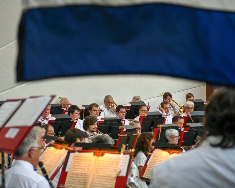 The DeKalb Municipal Band performs its annual Independence Day concert at Hopkins Park in DeKalb on Monday July 4, 2022.