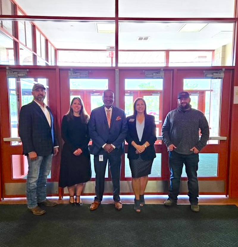 (from left) Dave Trudeau, president and CEO of Clear-Armor, LLC, Theresa Ward, director of School Safety at the Will County Regional Office of Education, 
Dr. Carter Larry, director of Safety and Security at Valley View School District, 
Dr. Lisa Caparelli-Ruff, Will County regional superintendent, and Kyle Hunter, director of sales at Clear-Armor, LLC  on a visit to Bolingbrook High School on Monday, May 19, 2025.