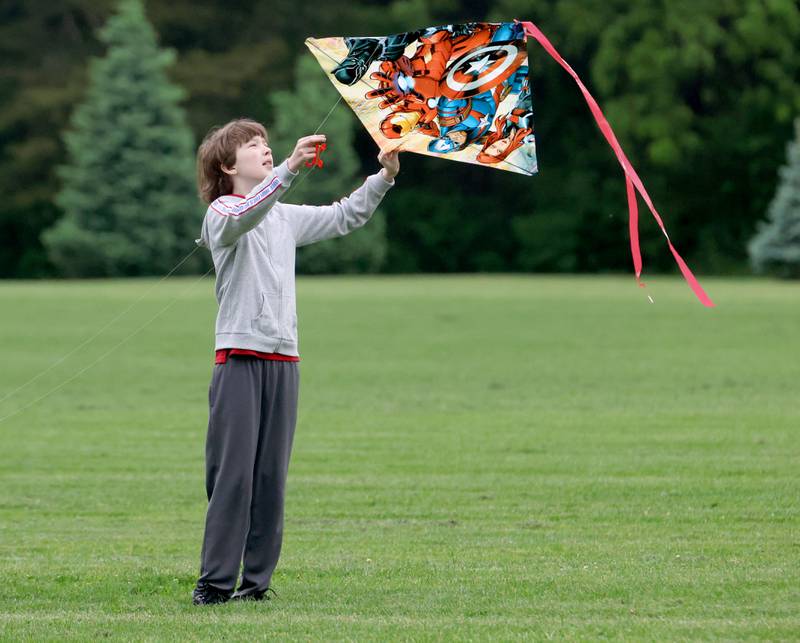 Ian Munn of Princeton flies his Avenger kite during the Second Story Teen Center kite flying contest on Wednesday, May 20, 2026 at City County Park in Princeton. 
The event featured over 2 dozen kites, hot dogs, games and more.
