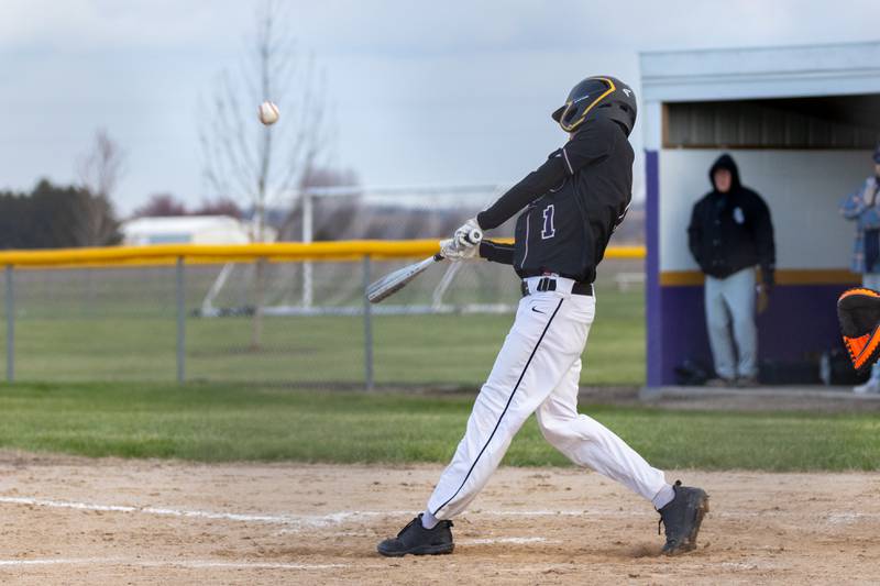 Ethan Stark of Serena hits ball on Monday, April 7, 2025 at Serena High School in Serena.
