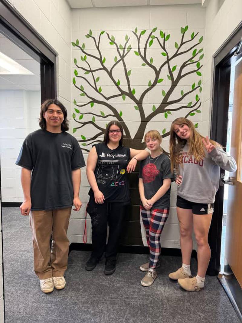 Students from La Salle Peru High School Art Club painted a ‘Tree of Life” mural on the wall of the Illinois Valley Regional Dispatch Center– ValCom on Monday.