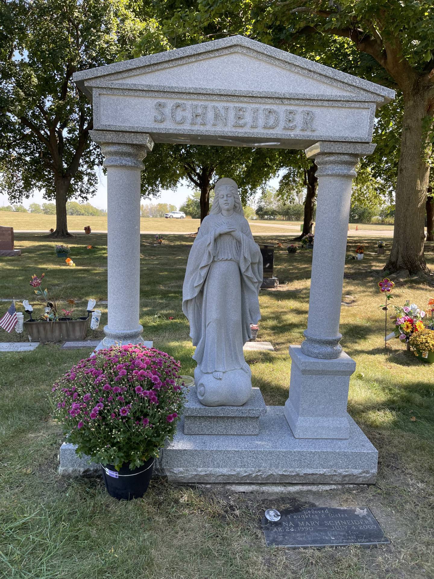 Grave site of Anna Mary Schneider, of Sleepy Hollow, who died July 4, 2009. She was 19. In 2022, her death certificate was changed from undetermined to homicide.