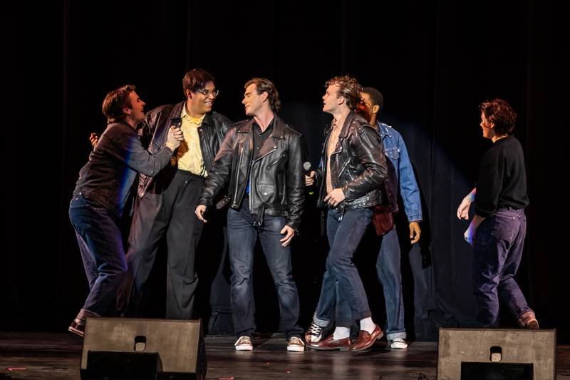 Columbia Music Theatre Majors perform a ‘Grease’ tribute in honor of inductee Jim Jacobs during the Illinois Rock & Roll Hall of Fame Induction ceremony on Sept. 14, 2025.
