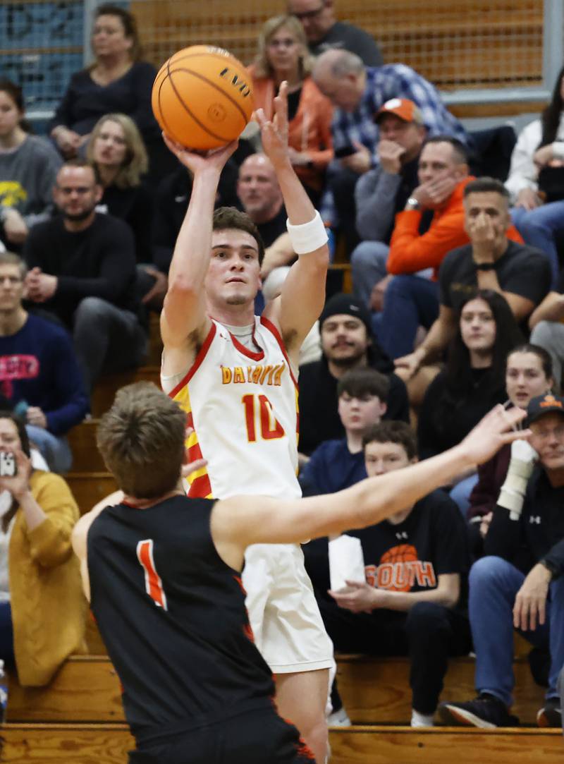 Batavia's Joe Reid (10) takes a shot during the IHSA boys class 4A Willowbrook regional final between Wheaton Warrenville South and Batavia on Friday, Feb. 27, 2026 in Villa Park, IL.