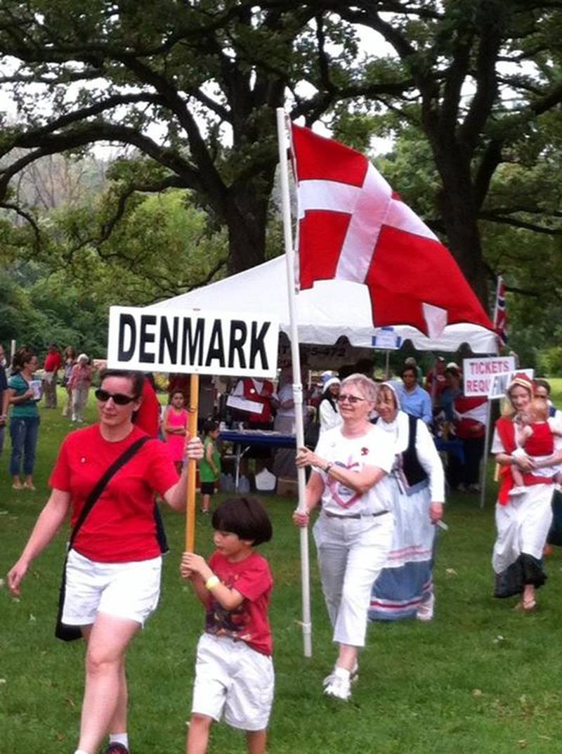 Denmark, Finland, Iceland, Norway and Sweden are represented in the
Opening Ceremony at the Scandinavian Day Festival at Vasa Park, Rt.
31, South Elgin.