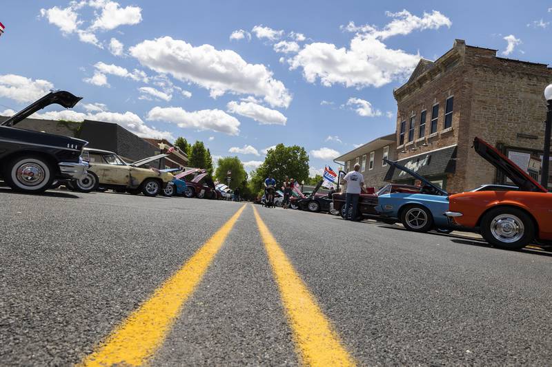The sleepy streets of Franklin Grove were lined with heavy metal Saturday, May 11, 2024 as dozens of cars were put on display for the 12th annual Lincoln Highway Car Show. Proceeds from the show will go toward accessible restrooms at the village’s Atlasta Park.