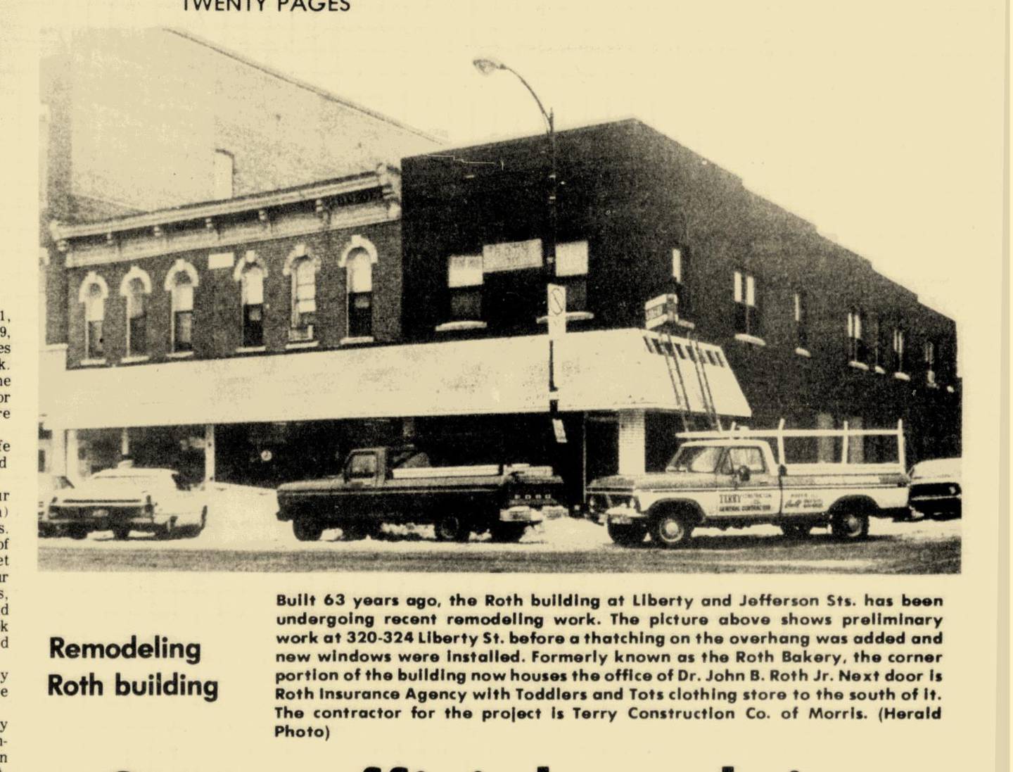 A Morris Daily Herald photo from 1979 discussing a remodeling taking place at 322 Liberty S.