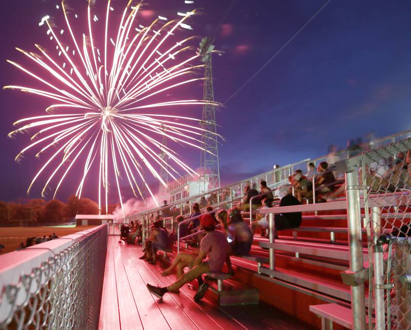 Spectators check out the 2018 Spring Valley Summerfest fireworks show. This year’s Summerfest fireworks display will be at dusk Saturday at Hall’s football stadium.