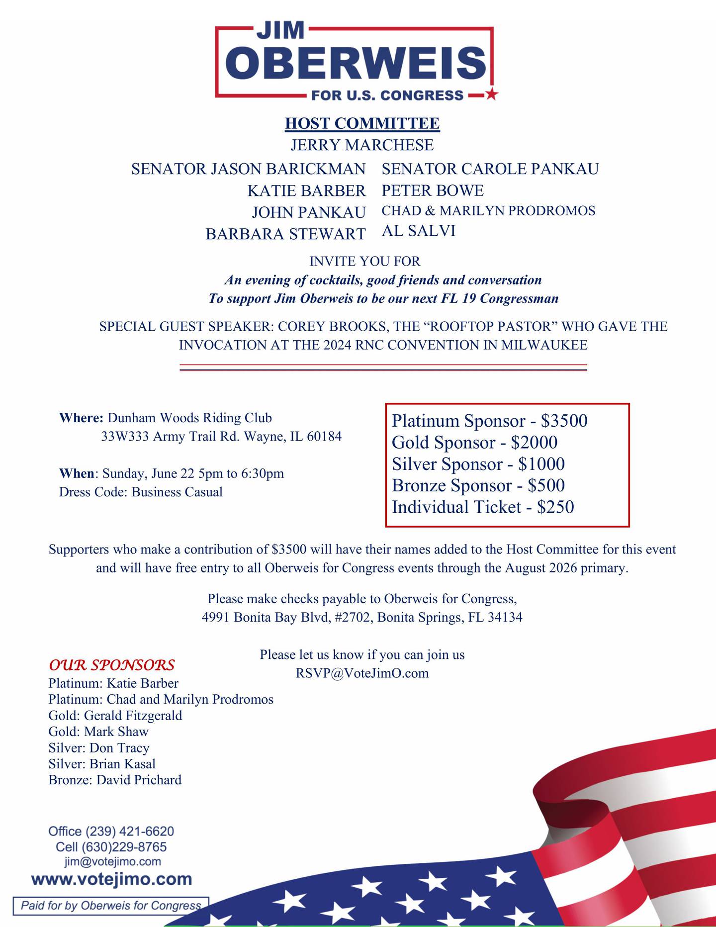 Former Sugar Grove resident Jim Oberweis is seeking support from Kane County in a bid for Florida's 19th Congressional District.