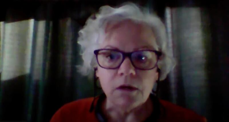 Lynn Fazekas, former DeKalb city clerk and League of Women Voters of DeKalb County member, delivers remarks Oct. 29, 2024, during a virtual panel discussion on the DeKalb City Clerk Referendum.