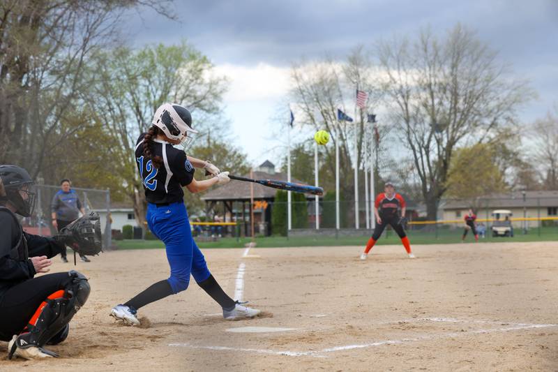 Central's Anna Winkel connects for a hit during the Comets' 9-2 victory over Gardner-South Wilmington on Tuesday, April 22.