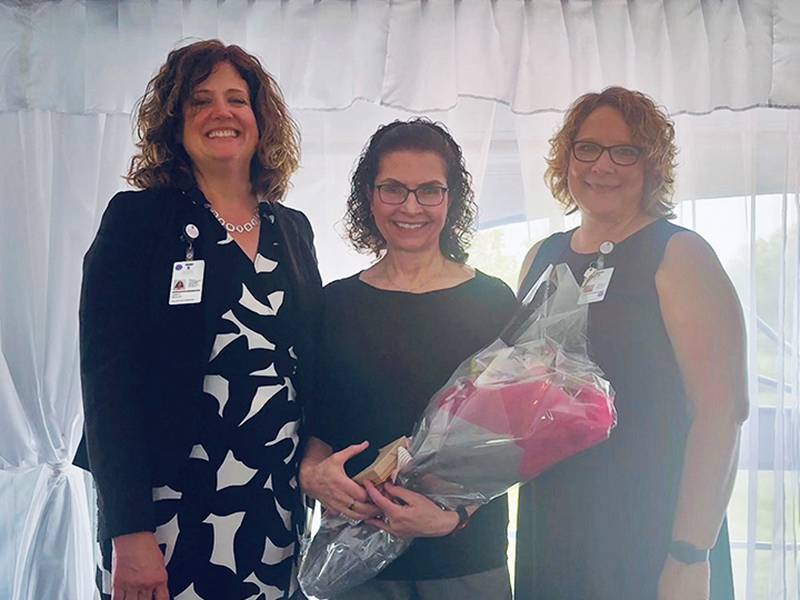 (From left): Morris Hospital Manager of Volunteer Services Jamie Mack, Volunteer Jan Hedenschoug, Morris Hospital Volunteer Associate Jodie Fritts.