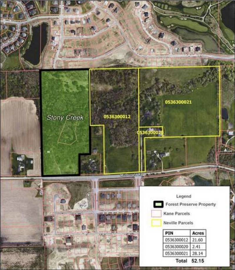 The Kane County Forest Preserve District has acquired 52 acres adjacent to the Stony Creek Preserve in Plato Township.