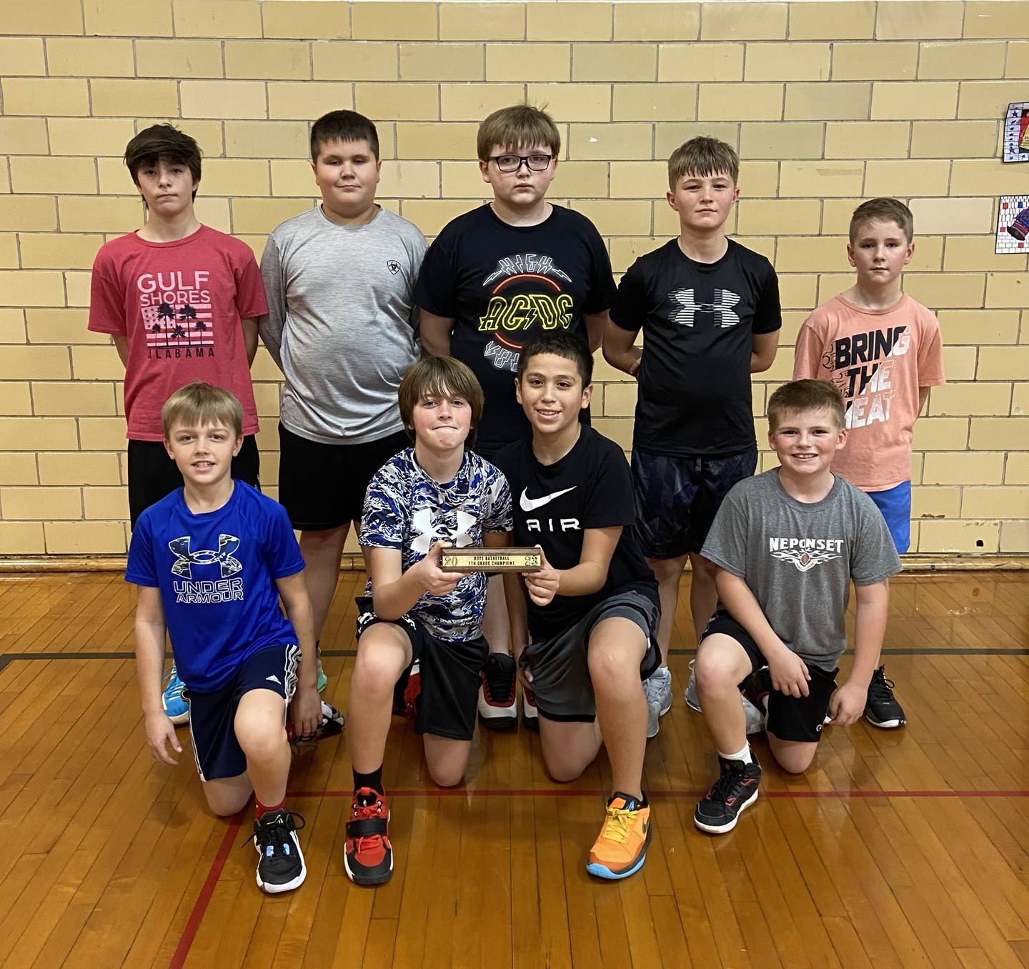 Neponset won its first BVEC seventh-grade championship since 1992. The Bobcats finished 13-1 in conference play.  Neponset coach John Blake was a manager of his dad's (Tom) 1992 team. Team members are (front row, from left to right) Jase Blake, Easton Blake, Xavier Arjon and Lucas Blades; (and) back row) Nolan Aldrich, Warren Mott, Gabe Thumma, Bryson Williams and Levi Hoopes.