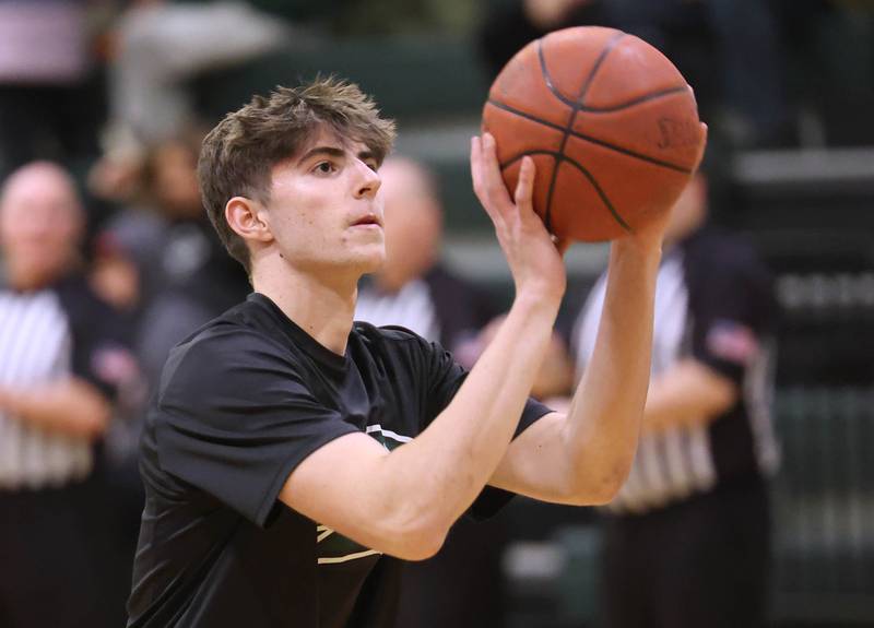Kishwaukee College's Ben Larry shoots free throws Thursday, Jan. 22, 2026, before their game against the Rockford University JV team at Kishwaukee College in Malta.