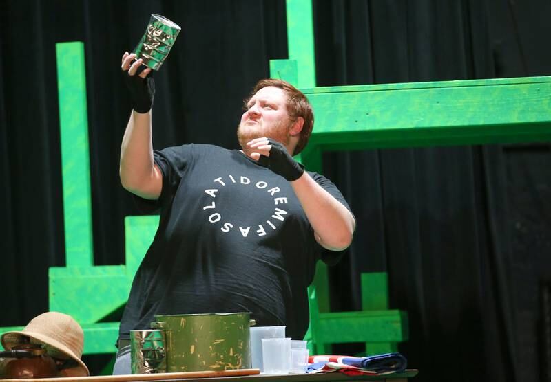 Kevin J Aleman as Terk acts out a scene during a rehearsal of "Tarzan" on Thursday, Jan. 16, 2025 at Stage 212 in La Salle.