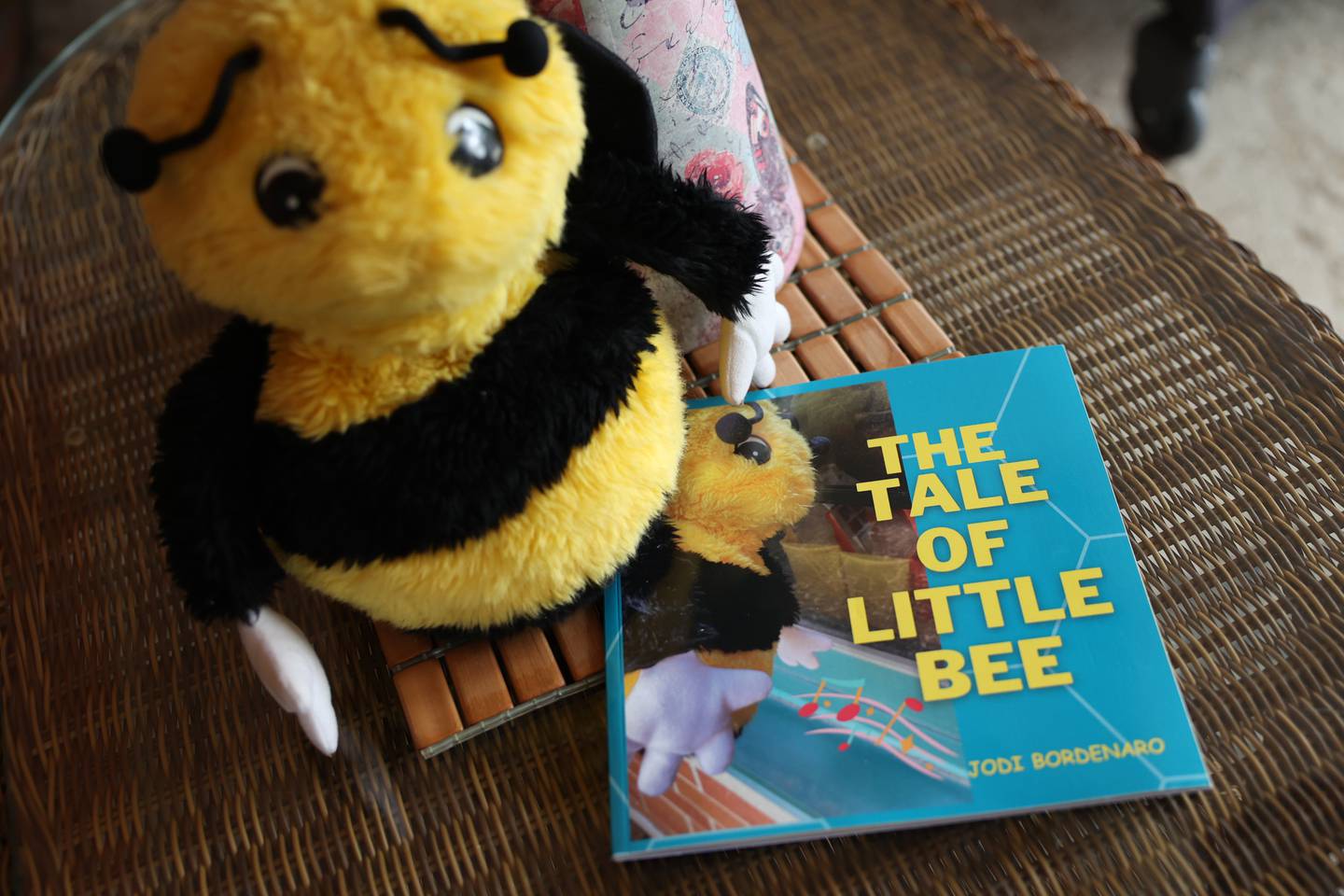 Jodie Bordenero use her imagination and a puppet to write “The Tale of the Little Bee”.