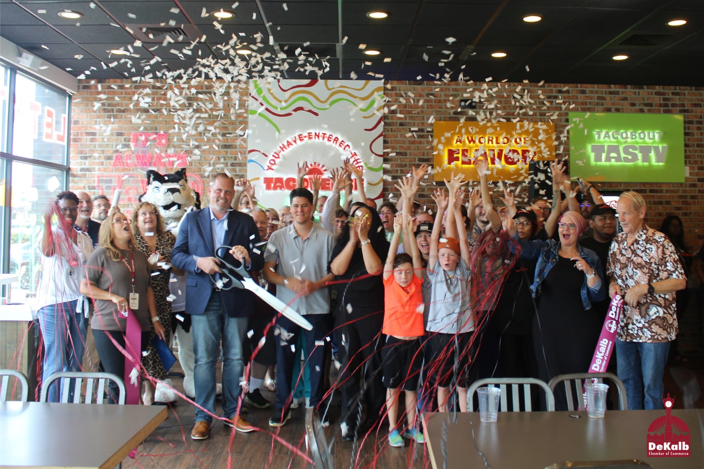 The DeKalb Chamber of Commerce celebrating Tacoverse's opening