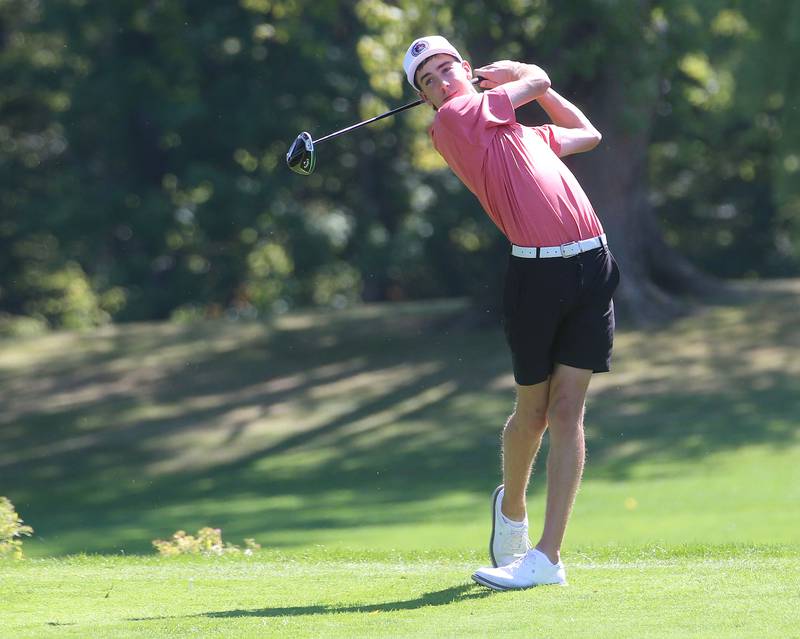 Ottawa's Colt Bryson tees off during the Pirate Invitational on Monday, Sept. 15, 2025 at Deer Park Golf Club in Oglesby.