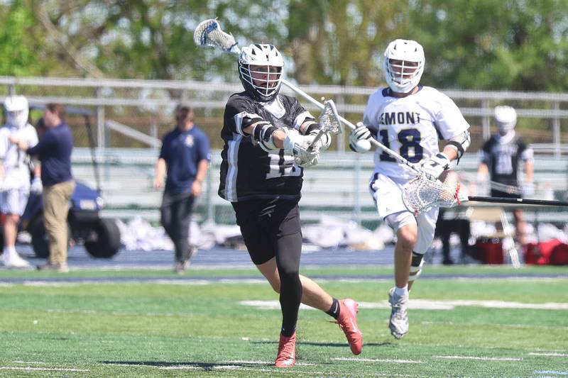 Lincoln-Way’s Raine Massat takes a shot against Lemont on Saturday, April 25, 2026 in Lemont.