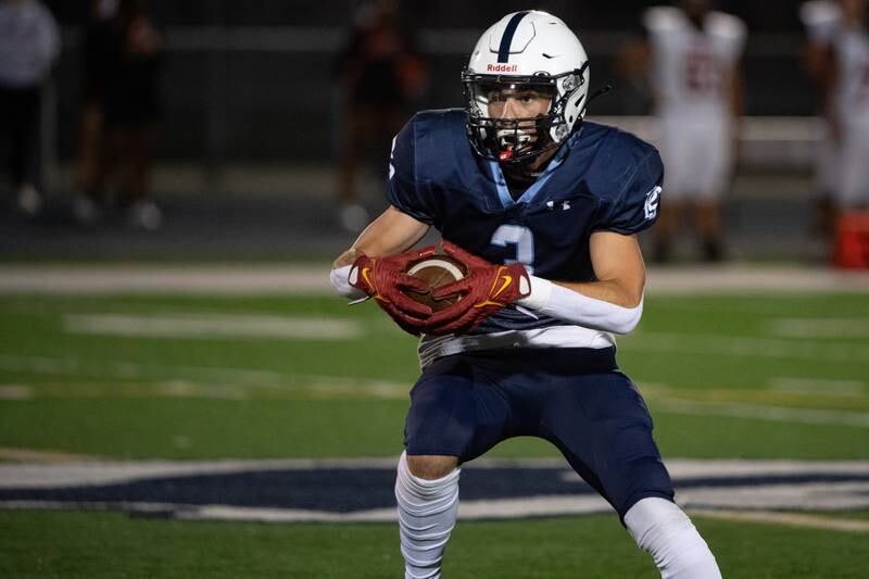 Plainfield south's Caden Poerceall runs the ball during a game against Dekalb Friday Sept. 6, 2024 at Plainfield South High School