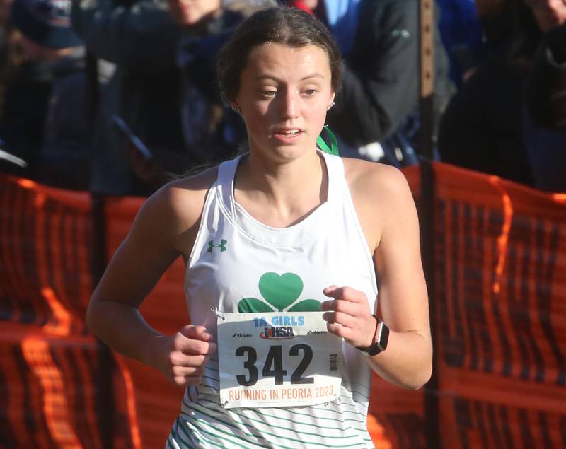 Seneca's Gracie Steffes competes in the Class 1A Cross Country Finals on Saturday, Nov. 4, 2023 at Detweiller Park in Peoria.